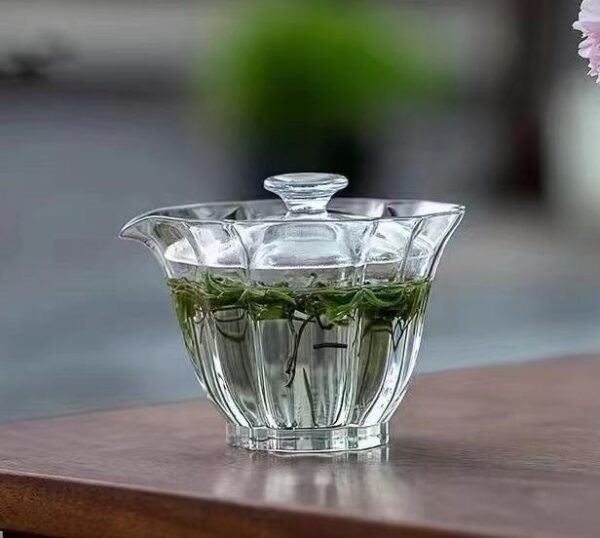 Lotus-shaped Filtering Holes Glass Tea Set
