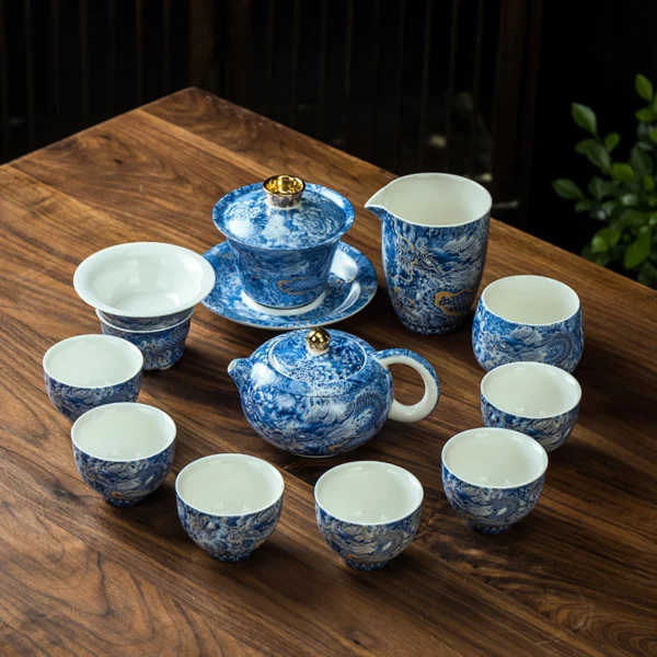 Dehua Kung Fu Tea Set (Filigree Silver Dragon) - Image 4