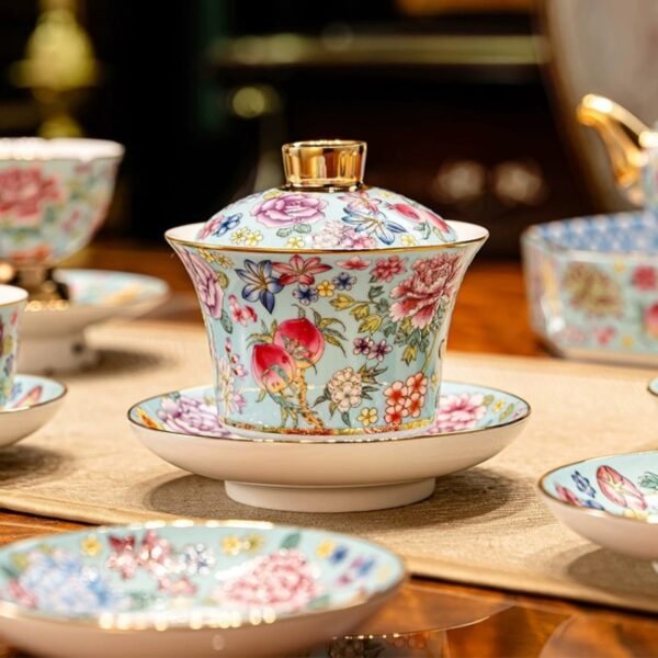 Jingdezhen Enamel - colored Tea Set - Image 3