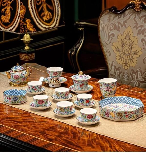 Jingdezhen Enamel - colored Tea Set - Image 4
