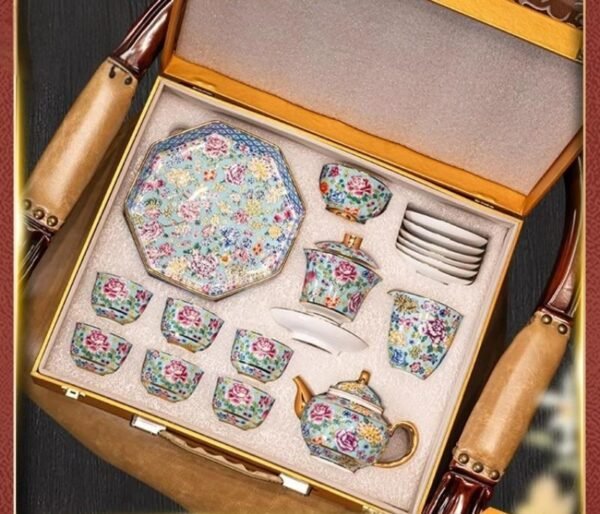 Jingdezhen Enamel - colored Tea Set - Image 5